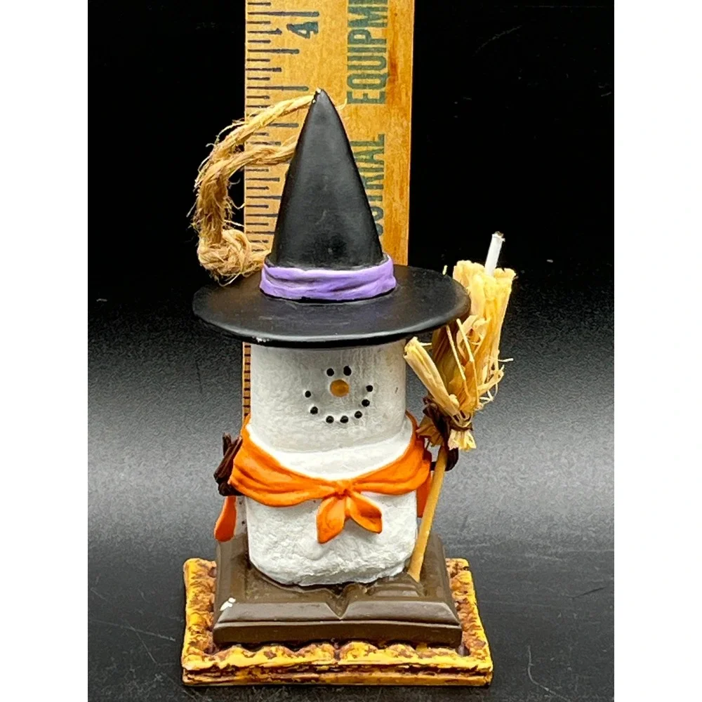 Smores Witch Halloween Ornament Marshmallow 3.5